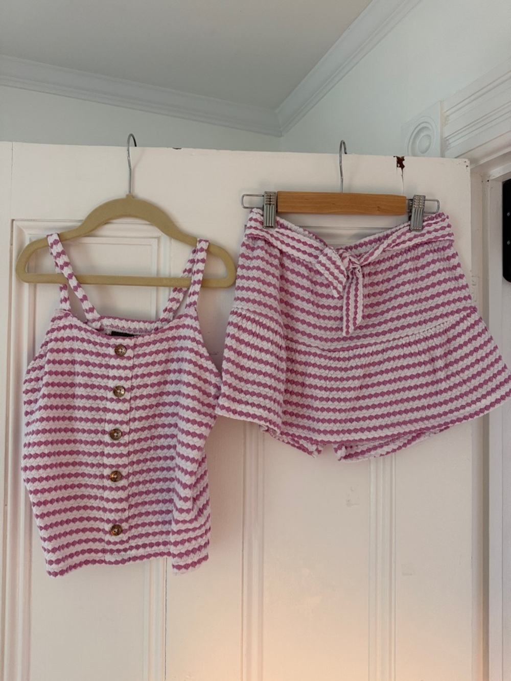 Vince Camuto kids Pink and White Striped Knit Tank & Shorts Set